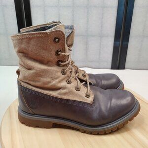 Timberland Earthkeepers Wheat Roll Top Gray Leather Boots Women US 8.5M